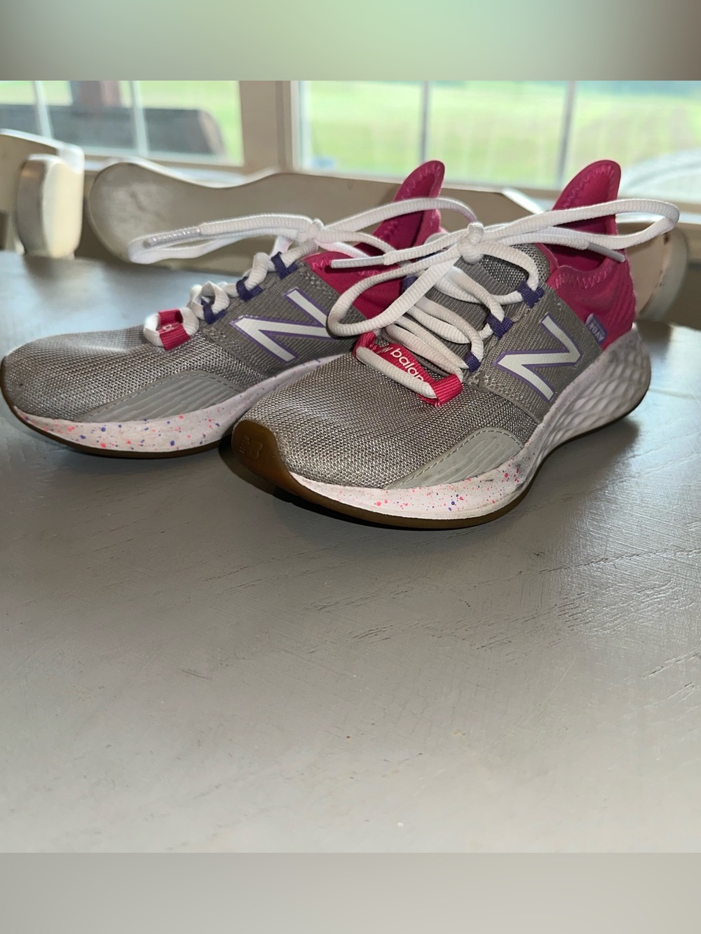 New Balance Grey and Pink Kids' Running Sneakers